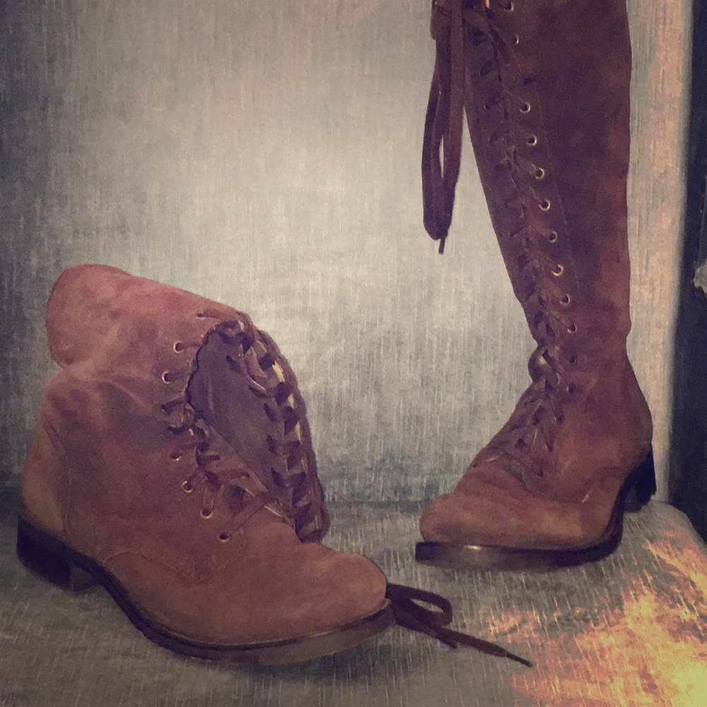 Palladium tall brown suede lace-up boots